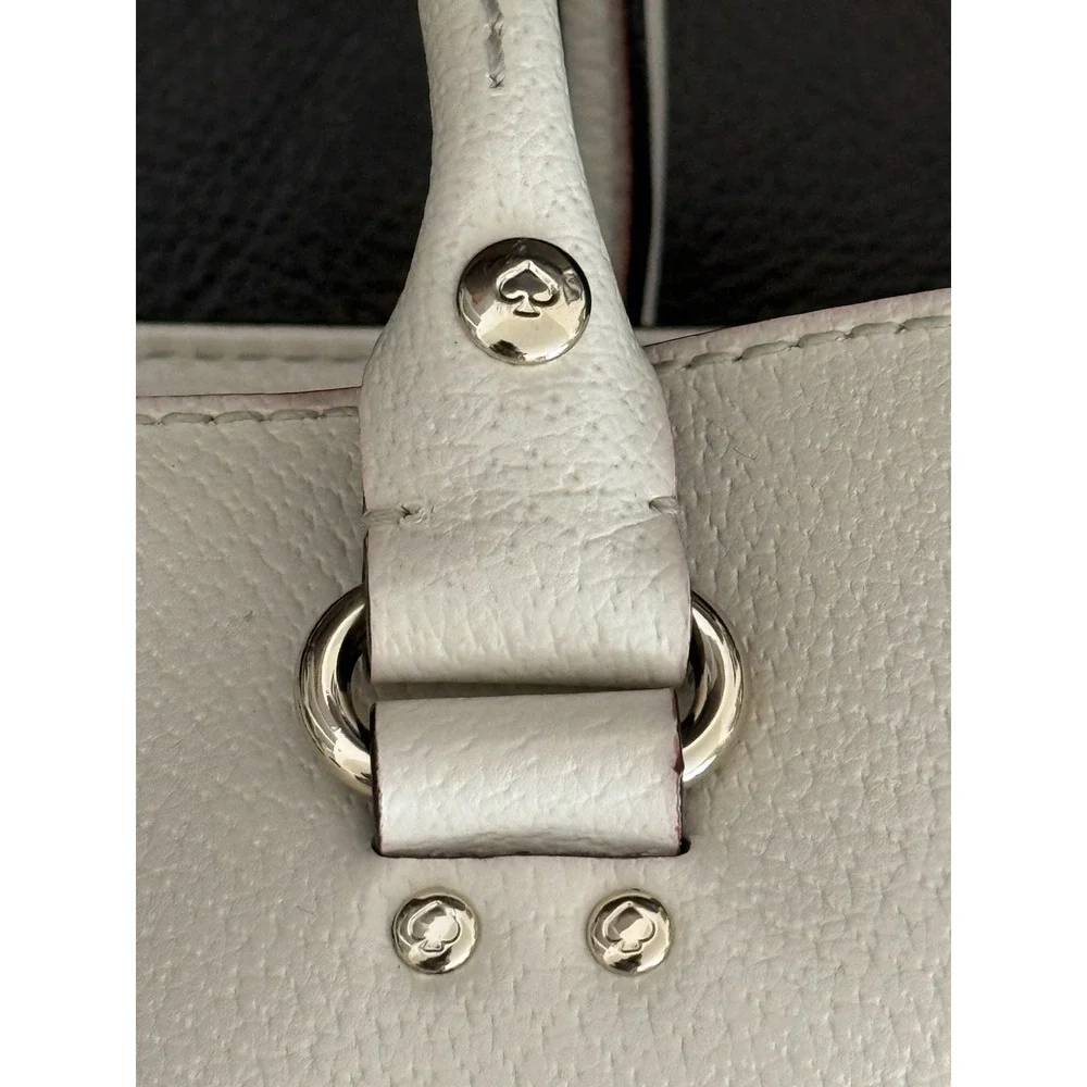 Kate Spade WELLESLEY QUINN Ivory SATCHEL‎ TOTE w/Pink Polka Dot Interior EUC